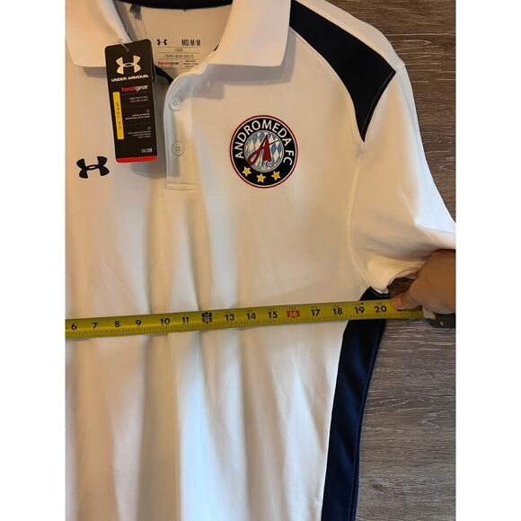 Under Armour polo Andromeda FC men size Medium white NEW - Picture 2 of 7